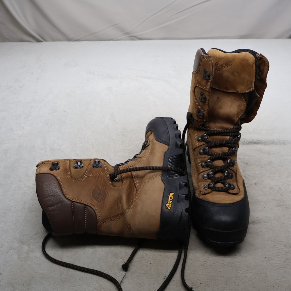 Danner Mens 11.5D Boots Brown Leather Insulated 8" Full Curl Goretex Waterproof